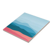 Moderne Abstracte pasteelblauwe roze bergen Tegeltje (Zijkant)