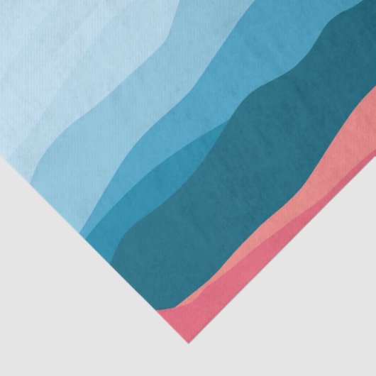 Moderne Abstracte pasteelblauwe roze bergen Tissuepapier (Detail)