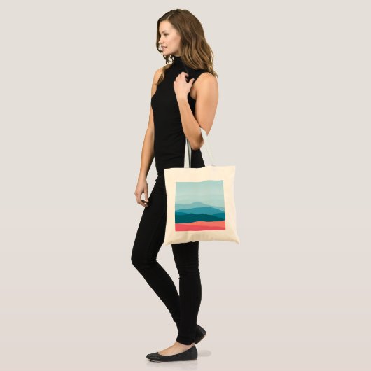 Moderne Abstracte pasteelblauwe roze bergen Tote Bag (Voorkant (model))