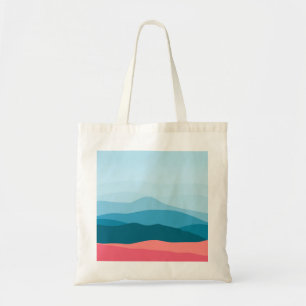 Moderne Abstracte pasteelblauwe roze bergen Tote Bag