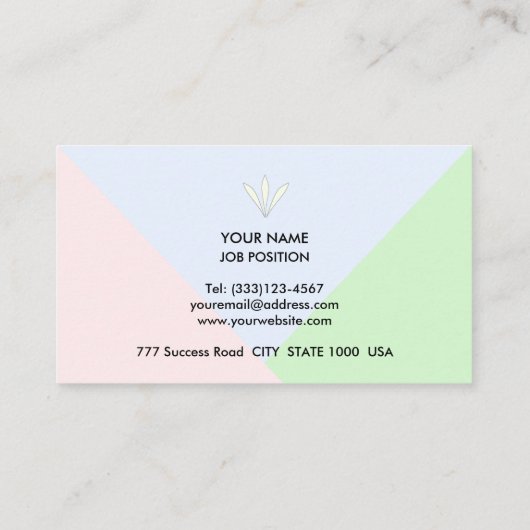 Moderne Abstracte pasteelgouden Roos, blauw en gro Visitekaartje (Achterkant)