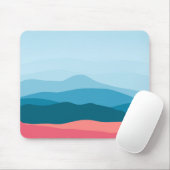 Moderne Abstracte Pastel Blauwe Roze Bergen Muismat (Met muis)