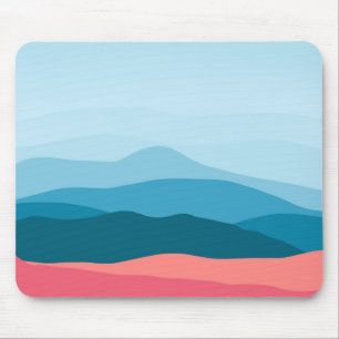 Moderne Abstracte Pastel Blauwe Roze Bergen Muismat
