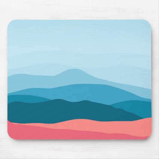 Moderne Abstracte Pastel Blauwe Roze Bergen Muismat (Voorkant)