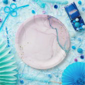 Moderne Abstracte Pastel Paarse Blauwe Blauwgroen Papieren Bordje (Feest)