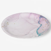 Moderne Abstracte Pastel Paarse Blauwe Blauwgroen Papieren Bordje (Gekanteld)