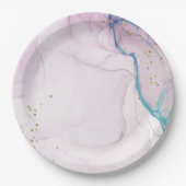 Moderne Abstracte Pastel Paarse Blauwe Blauwgroen Papieren Bordje (Voorkant)