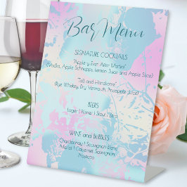 Moderne Abstracte Pastelkleurige Bruiloftsbarmenu Reclamebord Met Voetstuk