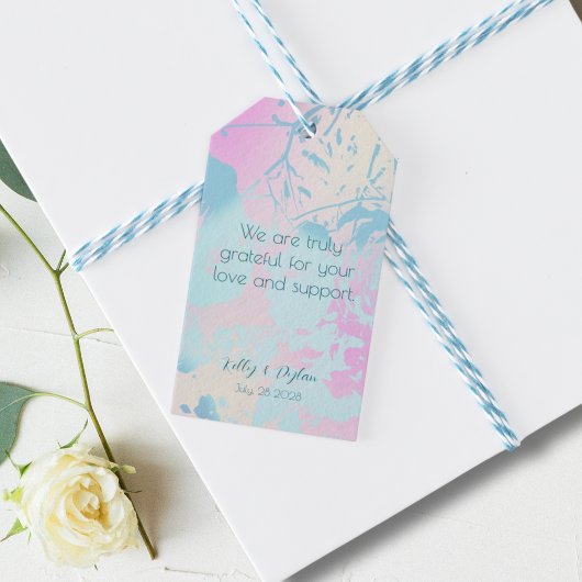 Moderne Abstracte Pastelkleurige Trouw Dank Je Fav Cadeaulabel