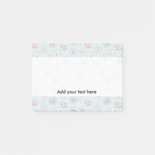 Moderne abstracte pastelroze roze trendy floral post-it® notes (Voorkant)