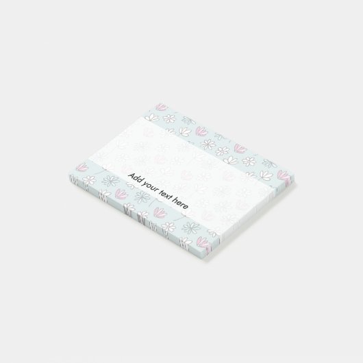 Moderne abstracte pastelroze roze trendy floral post-it® notes (Schuin)