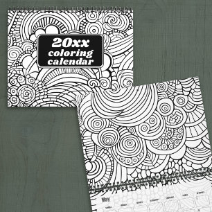 Moderne Abstracte Patronen - Kleuren met Zwart Wit Kalender