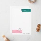 Moderne Abstracte penseelkaartje voor gebladerte Notitiekaartje (Voorkant / Achterkant in situ)