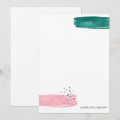 Moderne Abstracte penseelkaartje voor gebladerte Notitiekaartje (Voorkant / Achterkant)