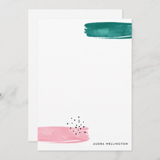 Moderne Abstracte penseelkaartje voor gebladerte Notitiekaartje (Voorkant / Achterkant)