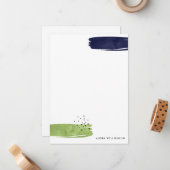 Moderne Abstracte penseelkaartje voor gebladerte Notitiekaartje (Voorkant / Achterkant in situ)