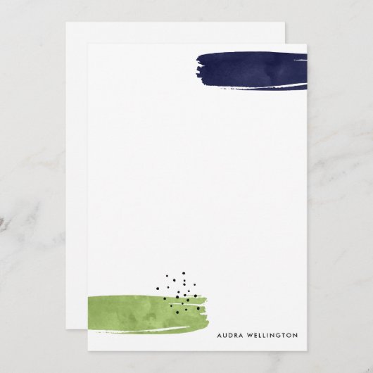 Moderne Abstracte penseelkaartje voor gebladerte Notitiekaartje (Voorkant / Achterkant)