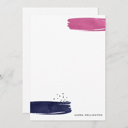 Moderne Abstracte penseelkaartje voor gebladerte Notitiekaartje (Voorkant / Achterkant)