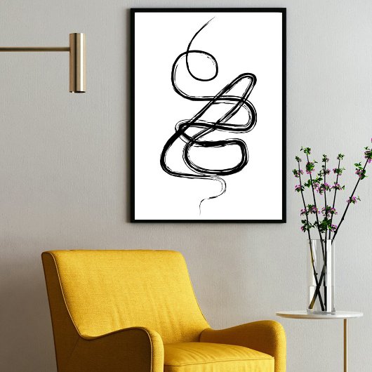 Moderne Abstracte penseelstreek Continuous Line Ar Poster