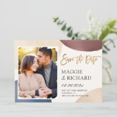 Moderne Abstracte penseelstreek foto's Save The Date (Staand voorkant)