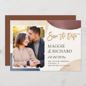 Moderne Abstracte penseelstreek foto's Save The Date (Voorkant / Achterkant)