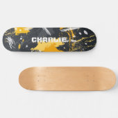 Moderne Abstracte penseelstreken Aangepaste naam Persoonlijk Skateboard (Horizontaal)