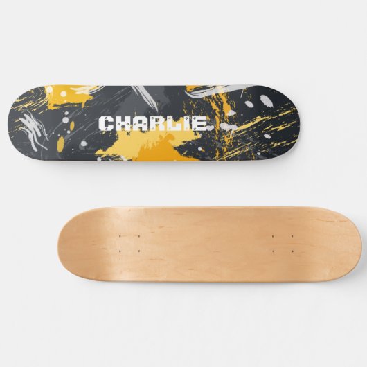 Moderne Abstracte penseelstreken Aangepaste naam Persoonlijk Skateboard (Horizontaal)