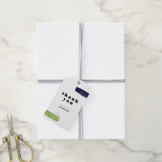 Moderne Abstracte penseelstreken Dank u Cadeaulabel (Met Touw)