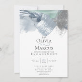 Moderne Abstracte penseelstreken Dusty Blue Sage G Kaart (Voorkant)