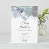 Moderne Abstracte penseelstreken Dusty Blue Sage G Kaart (Staand voorkant)