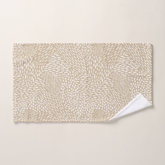 Moderne Abstracte penseelstreken Khaki Tan Bad Handdoek (Handdoek)