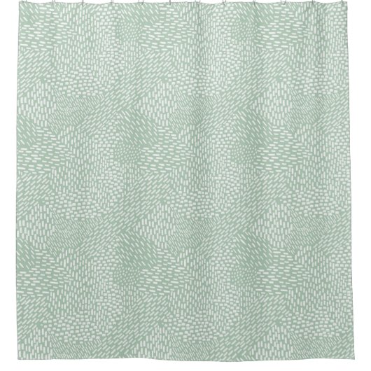 Moderne Abstracte penseelstreken, Sage Green Douchegordijn (Voorkant)
