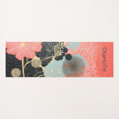 Moderne Abstracte perzik bloemige gepersonaliseerd Yogamat (Voorkant (horizontaal))