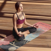 Moderne Abstracte perzik bloemige gepersonaliseerd Yogamat