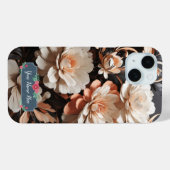 Moderne Abstracte Perzikbloemen op Zwarte Achtergr Case-Mate iPhone Case (Achterkant (horizontaal))