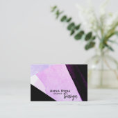 *~* Moderne, Abstracte, platte, zwarte blauwroze Visitekaartje (Staand voorkant)