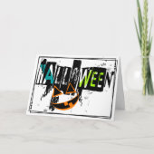 Moderne Abstracte Pompoen Glimlach Halloween Kaart (Voorkant)
