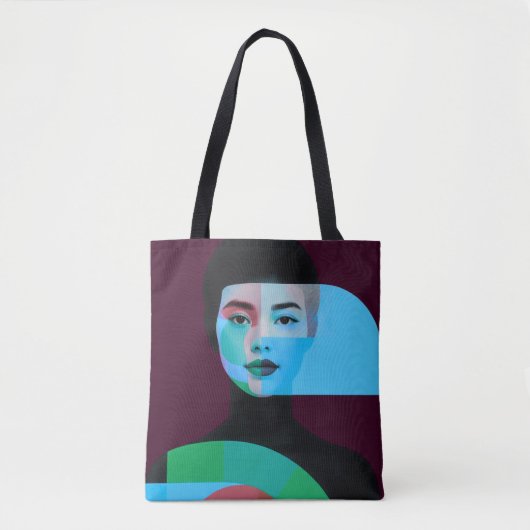 Moderne Abstracte Portret Tote Tas (Voorkant)