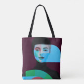 Moderne Abstracte Portret Tote Tas (Achterkant)