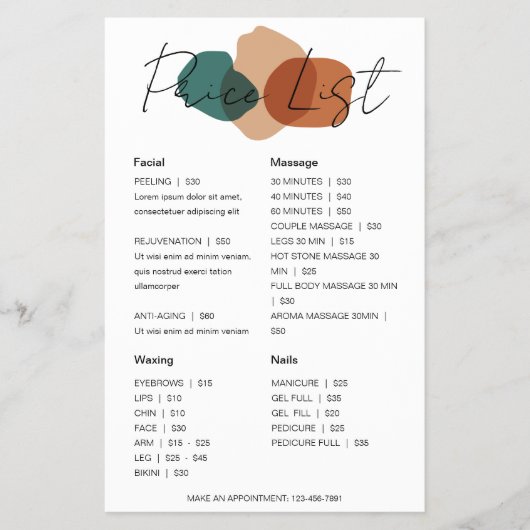 Moderne Abstracte prijslijst voor bedrijven Flyer (Voorkant)