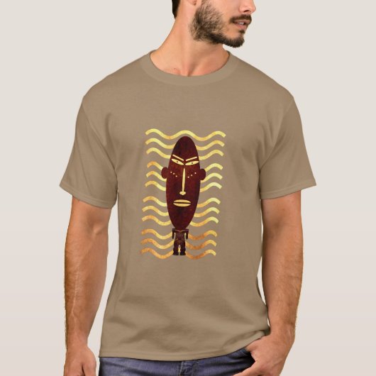 Moderne abstracte primitieve silhouet gezichtskuns t-shirt (Voorkant)