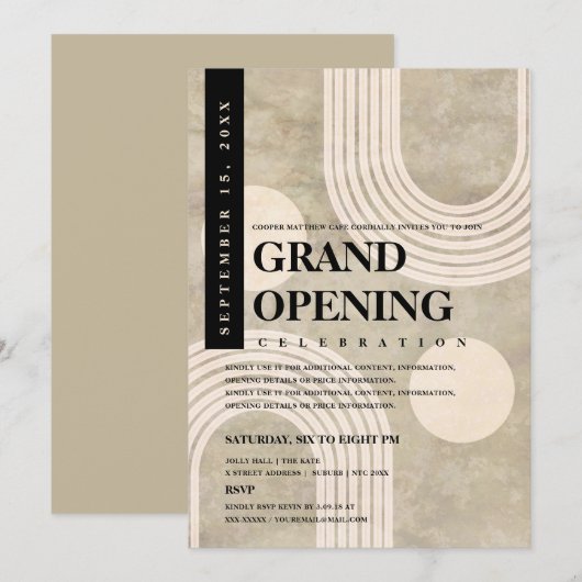 Moderne Abstracte Rainbow Black Grand Opening Kaart (Voorkant / Achterkant)