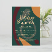Moderne Abstracte Red Green Gold Holiday Party Kaart (Staand voorkant)