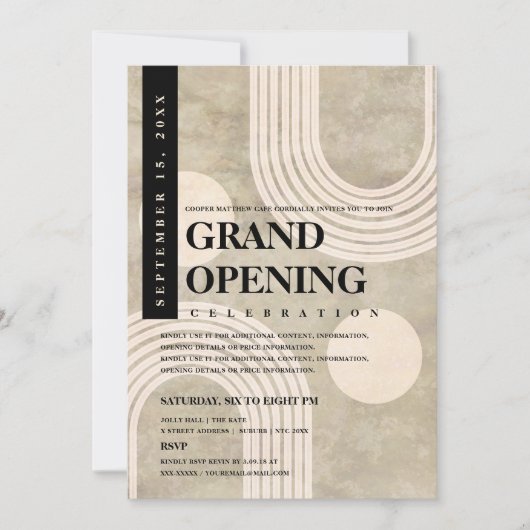 Moderne Abstracte Regenboog Zwarte Grand Opening Kaart (Voorkant)