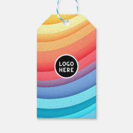 Moderne Abstracte regenbooggolven met je Logo Cadeaulabel