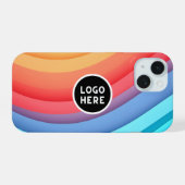 Moderne Abstracte regenbooggolven met je Logo iPhone 15 Case (Achterkant horizontaal)
