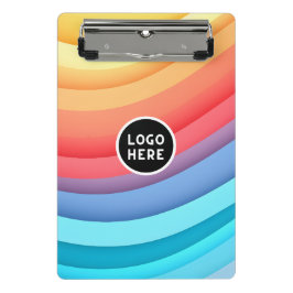 Moderne Abstracte regenbooggolven met je Logo Mini Klembord