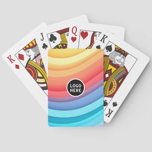 Moderne Abstracte regenbooggolven met je Logo Pokerkaarten (Achterkant)