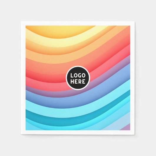 Moderne Abstracte regenbooggolven met je Logo Servet (Voorkant)