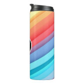Moderne Abstracte regenbooggolven met je Logo Thermosbeker (Geroteerd rechts)